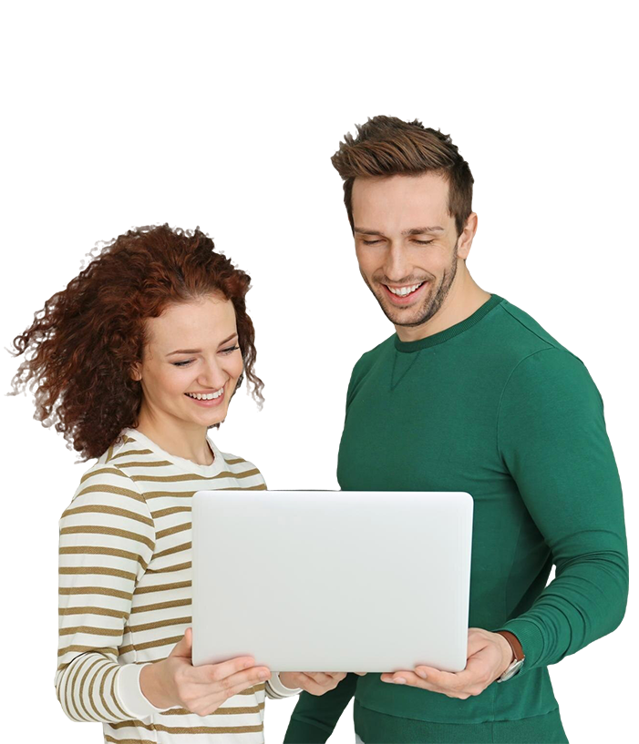 Two colleagues viewing a laptop